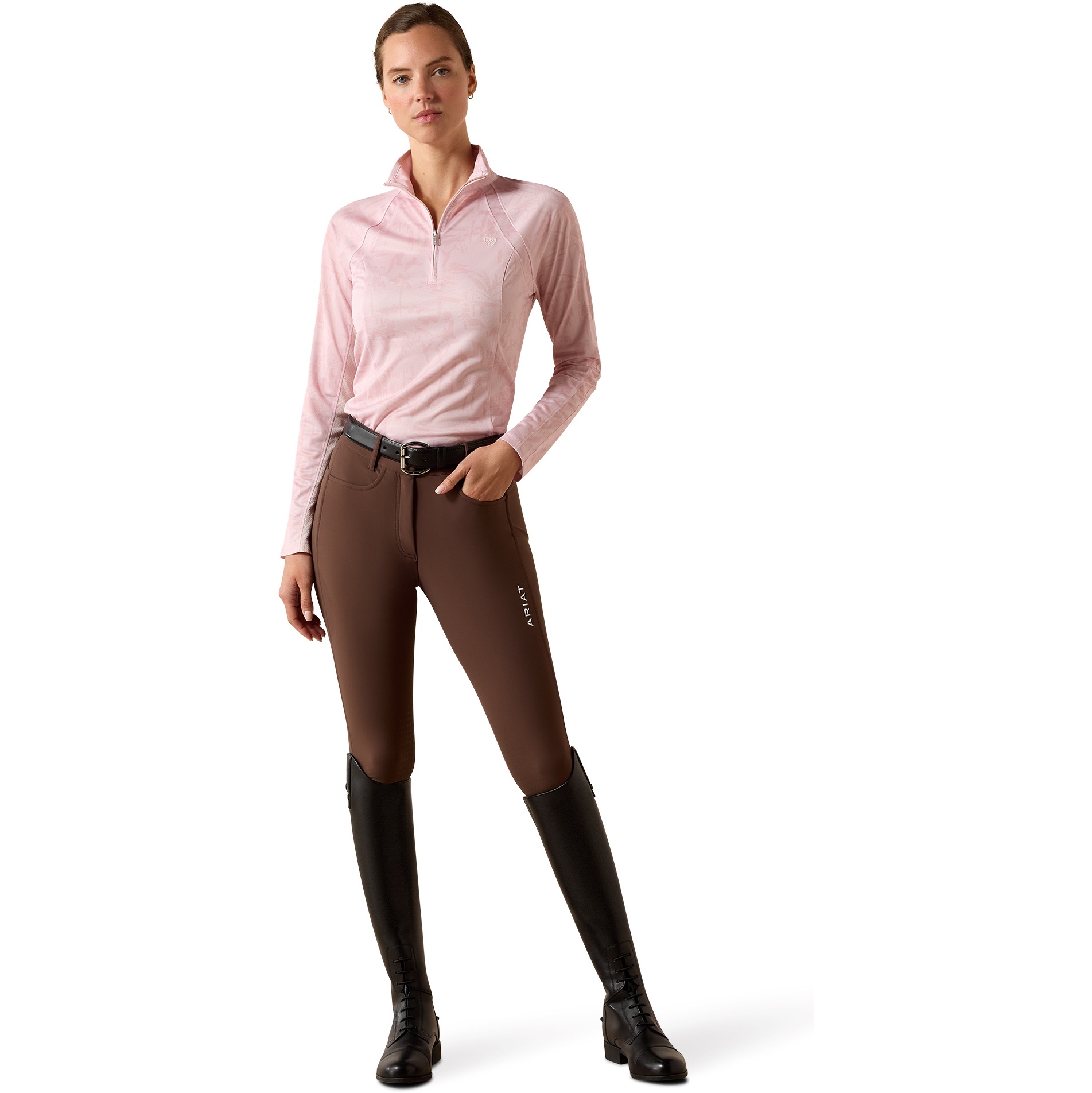 2026 Ariat Damen Sunstopper 3 . 0 1 / 4 Zip Baselayer 10071454 - Sepia Rose Horse Park
